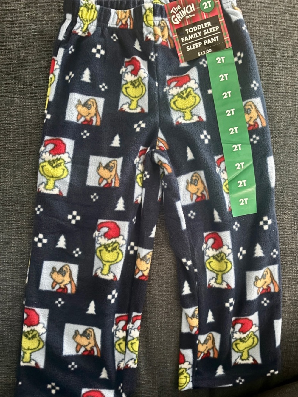 Dr. Seuss Grinch Navy, Green & Red Fleece Pajama Pants